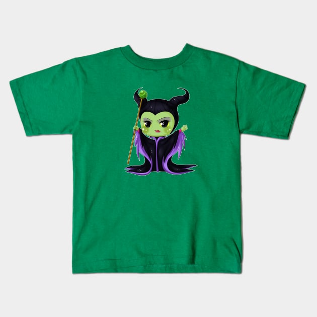 Maleficent Chibi Kids T-Shirt by sambeawesome